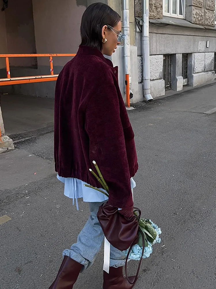 سترة قصيرة غير رسمية للنساء بياقة أنيقة عصرية وسترات فضفاضة واحدة الصدر للخريف ملابس خارجية للتنقل اليومي في الشارع #5