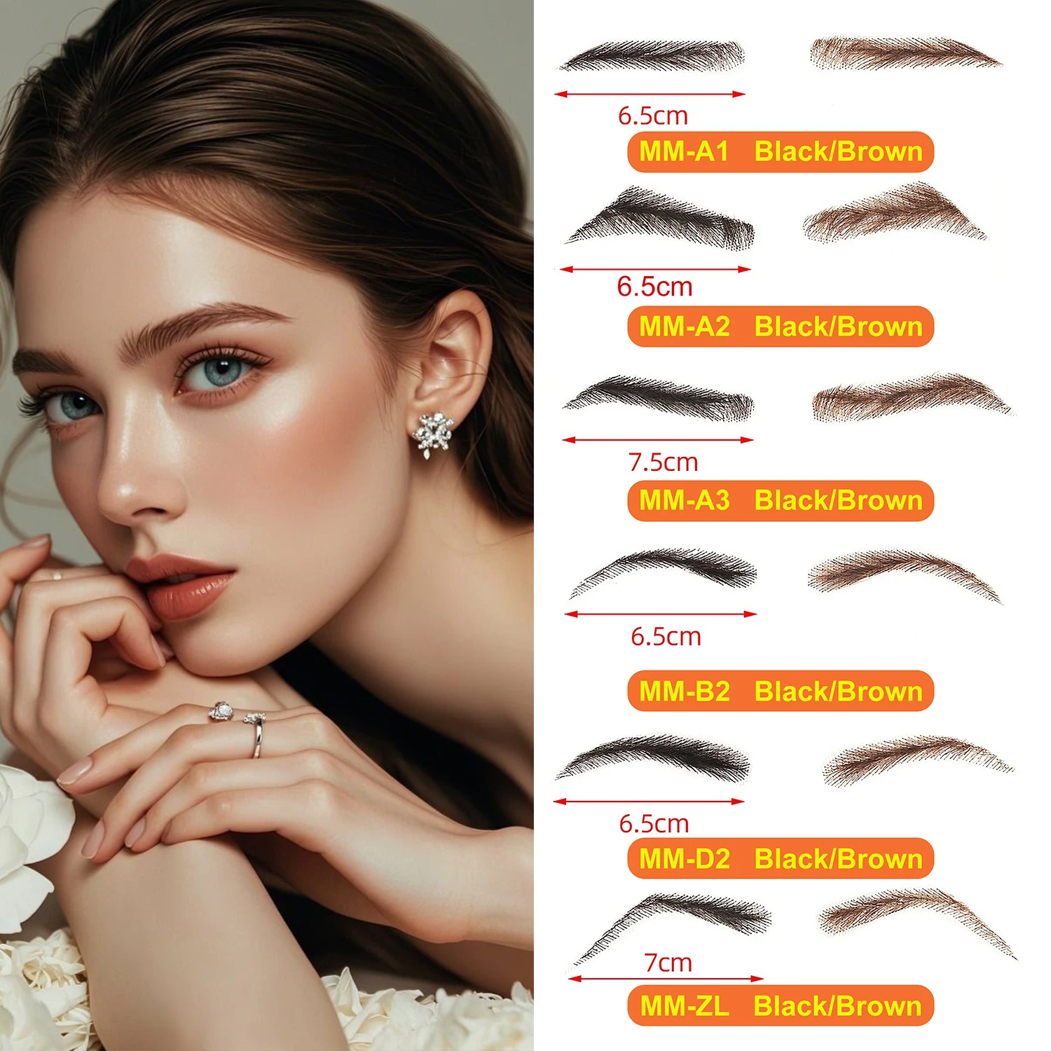 VD 100% Human Hair Fake Eyebrows 6 Styles Hand Tied Lace Base Invisible False Eyebrow Wigs Realistic Natural Look for Men Women
