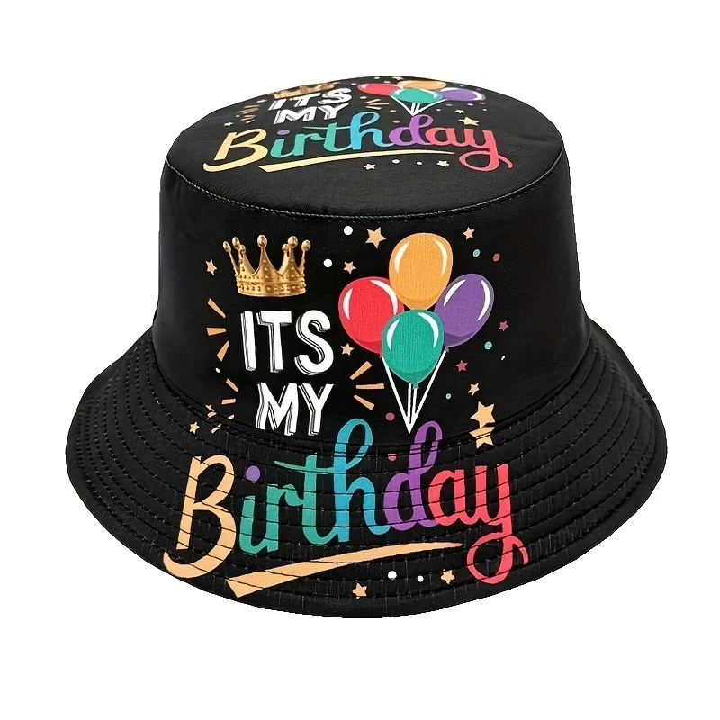 Birthday Party Black Bucket Hat with 