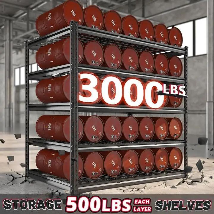 3000LBS Heavy  Storage 5 Tier Adjustable Metal Shelving Unit for Storage Rack Garage Storage Shelves Industrial Utility Shelf