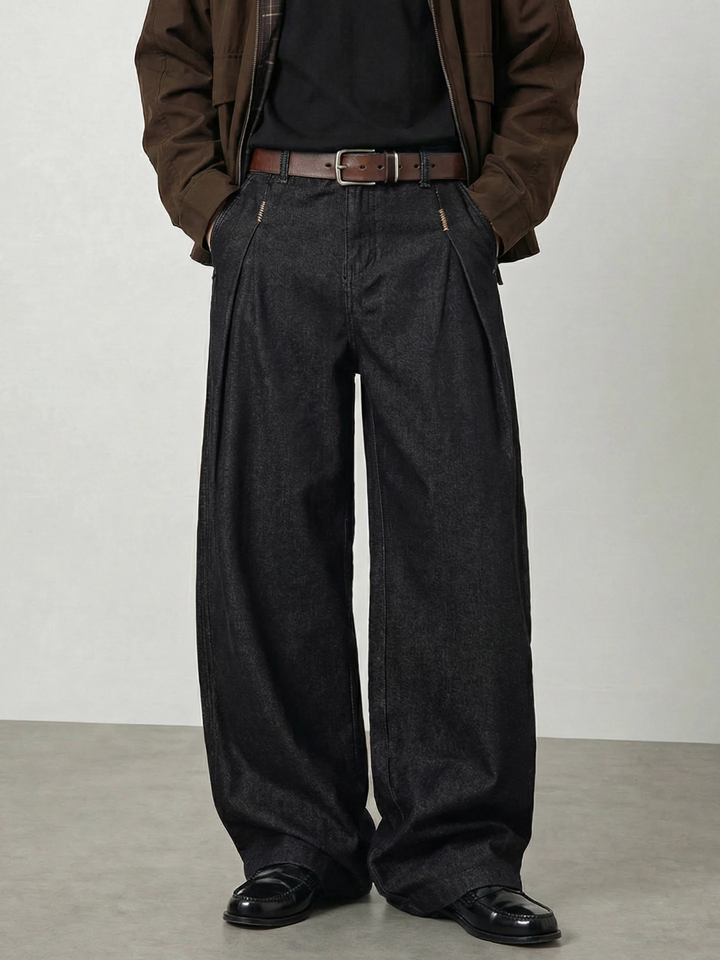 

American Retro Embroidered Bla Original Jeans Men's Spring New Straight Leg Wide Leg Long Pants Casual Wear Resistant