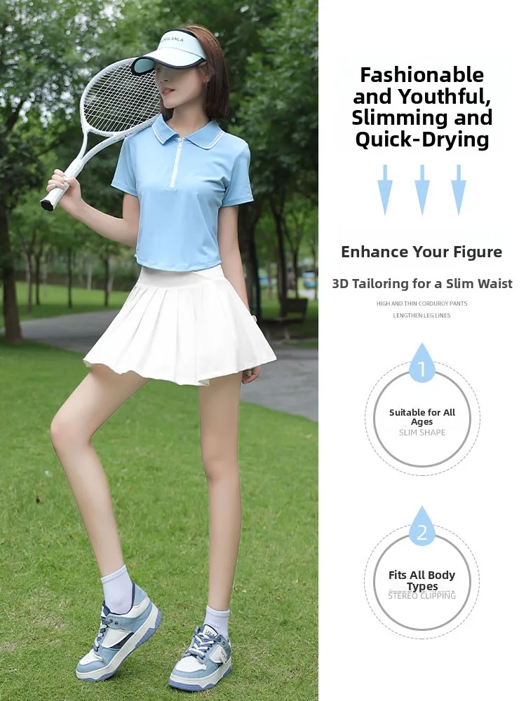 レディースサマー新作速乾ランニングフィットネスウェアバドミントンスポーツウェアファッショナブルヨガテニススカートセット