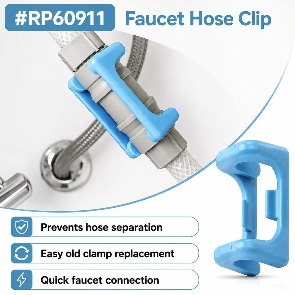 2pcs Leak-Proof Faucet Hose Clip Quick-Connect Durable Pipe Clamp Tools Easy Installation Plumbing Pipe Clamps for Delta RP60911