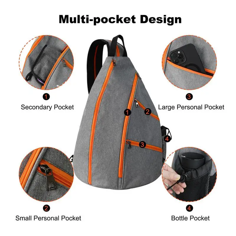 Hole Ball Racket Bag Hole Ball Racket Single Shoulder Bag Front Non-Slip Zipper Design Tennis Racket Backpack