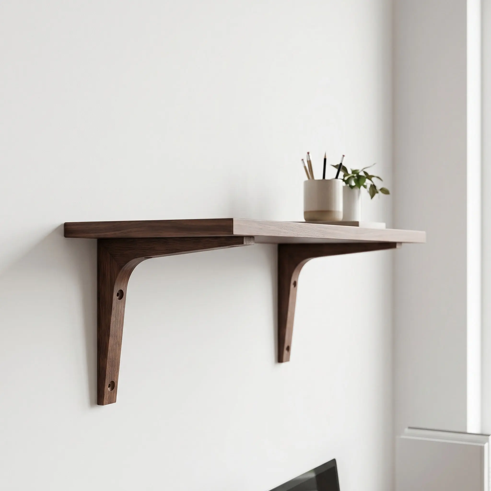 2Pcs Sturdy Wall Shelf Fixators L-Shaped Wooden Bracket Supports for Shelves Fixing and Wall Rack Installation