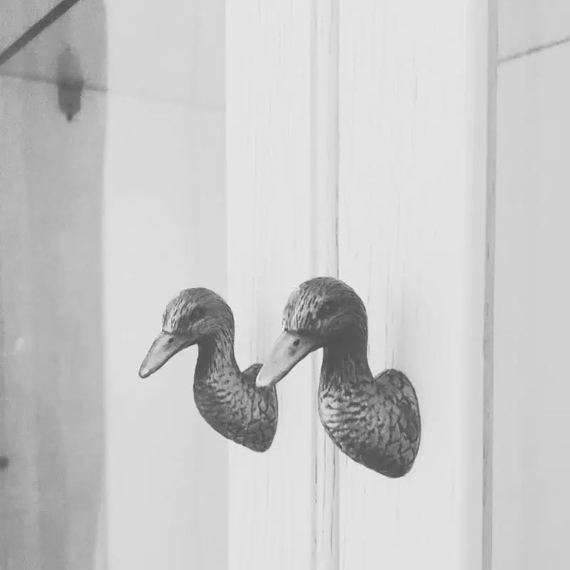 Duck Shape Antique Silver Cabinet Handles and Knobs Vintage Creative Wardrobe Pulls Pewter Alloy Retro Furniture Hardware 1 PC