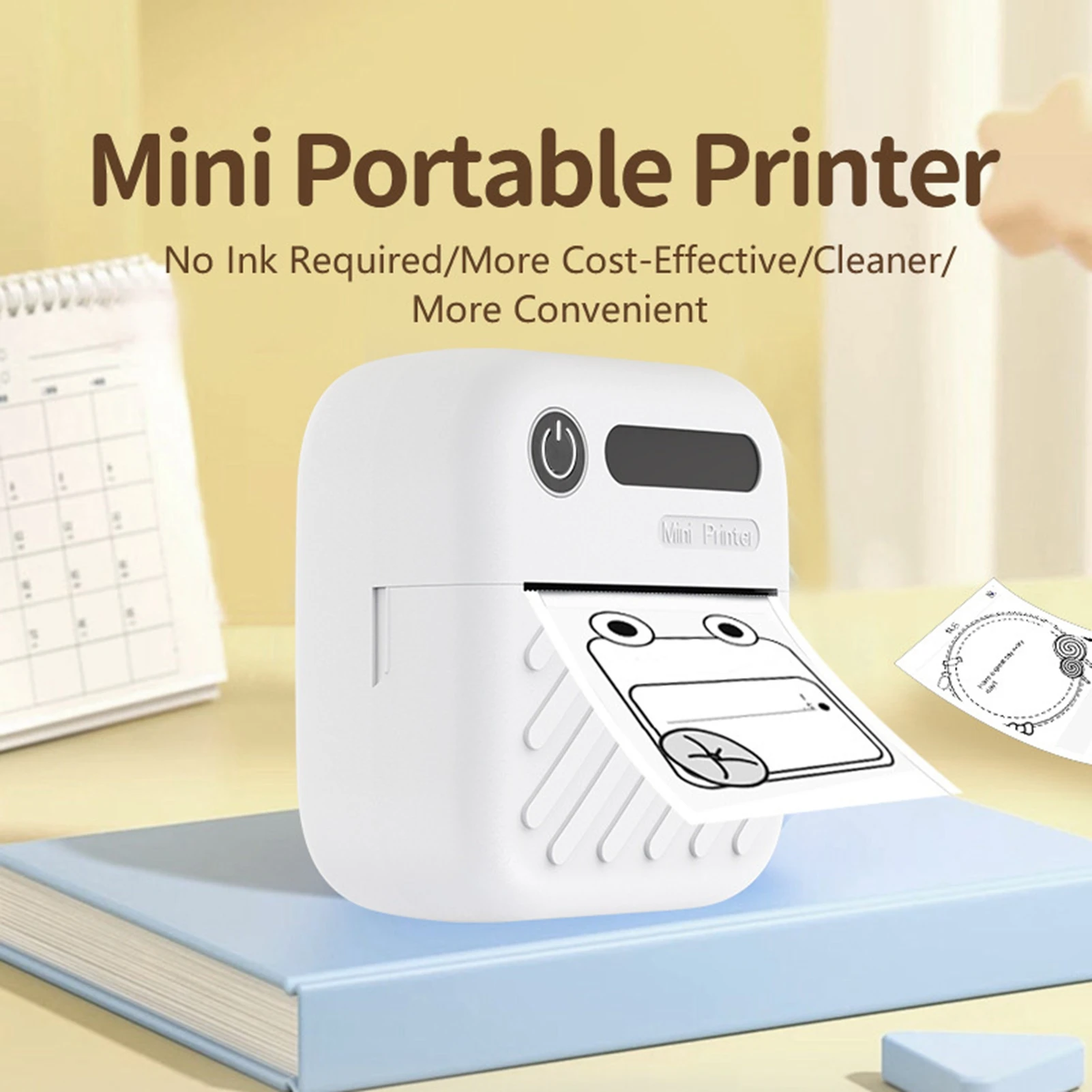 

Bluetooth Label Printer Portable Inkless Thermal Printing Machine with Multiple Templates for Home School Office White