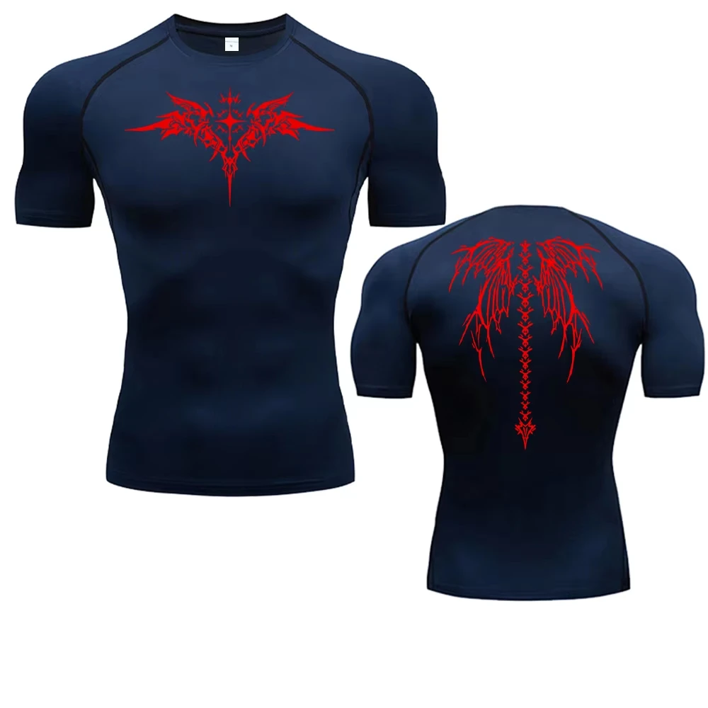 Graphic Print Compression Shirt Mens Running T-Shirt Quick-Drying Fitness Sportswear Gym Sports Short Sleeve Training Shirt image 4