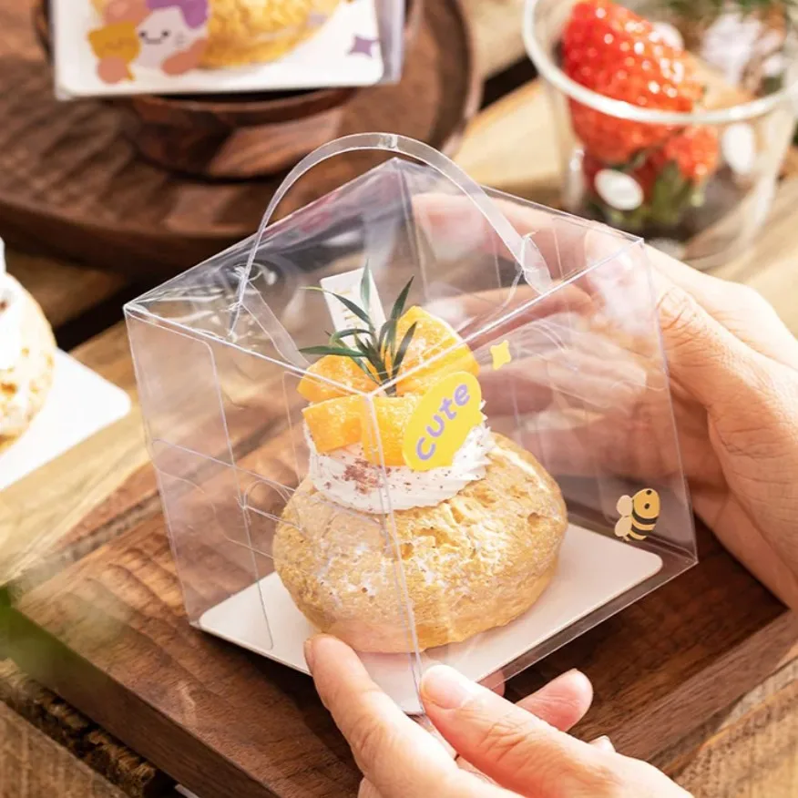 Fruit Puff Cake Wrapping Case Disposable Transparent Packaging Box for Bread Dessert Mousse Handheld Plastic Box Party Supplies - view 3