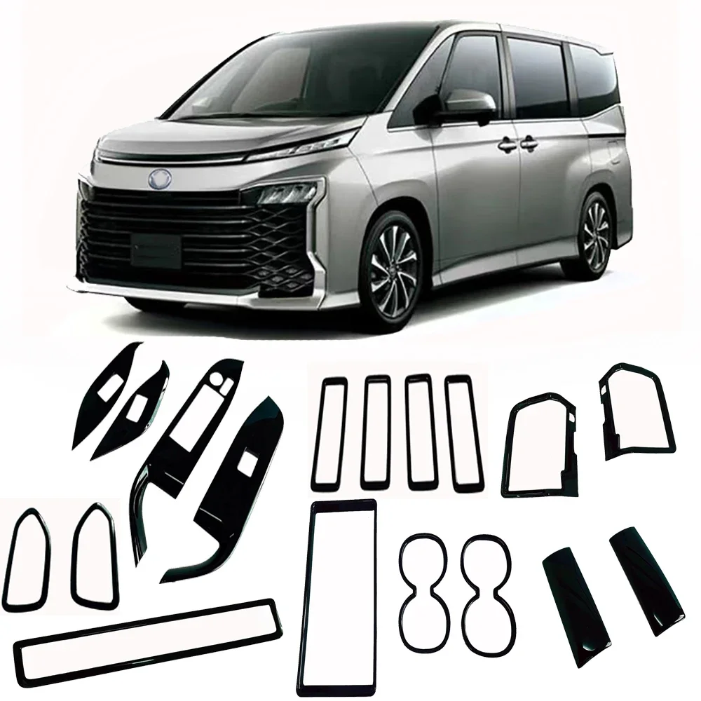 

Для Toyota noah Voxy 90 Series 2021 2022, черная краска для выпечки, внутренняя дверь, окно, бутылки, вентиляционное отверстие переменного тока, задняя сливная чашка, рамка, отделка