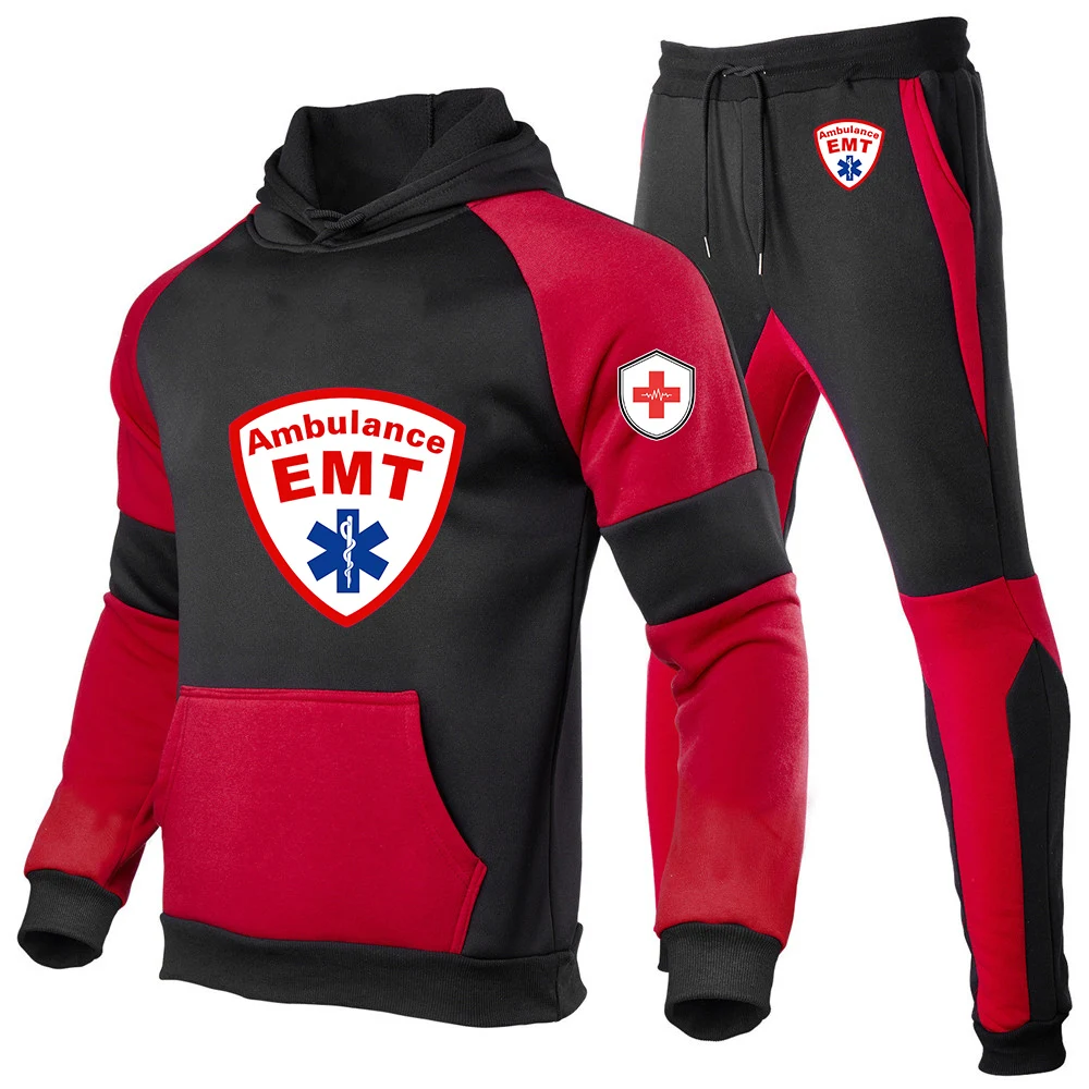 

EMT Emergency Ambulance Logo Print 2026 Spring And Autumn Men's Wrinkle-resistant and Wear-resistant Hoodies Sports Pants Suits