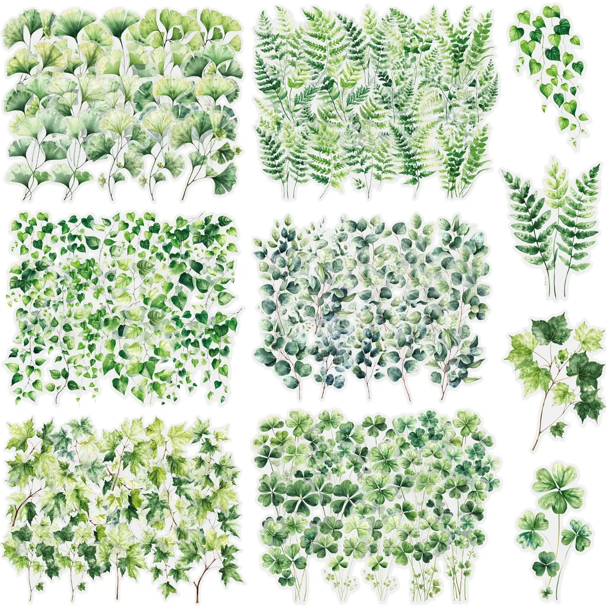 20 Pcs PET Botanical Leaf Stickers Junk Journaling Decals DIY Scrapbooking Accessories, Self-Adhesive for Journals Scrapbooking