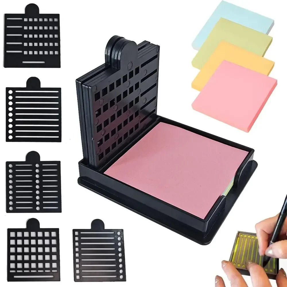 Sticky Note Organizer Sticky Note Holder Set Sticky Note Storage Tools Note Box Sticky Note Stencil with Five Templates
