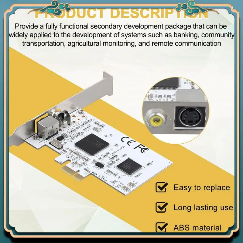 ABJG-4X PCIE Expansion Card PCIE To AV Surveillance HD 640X480 Resolution Video Capture Card Image Capture Card