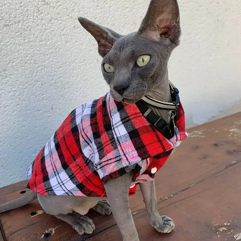 Plaid Cat Clothes Autumn Winter Pet Clothing for Small Cats Dogs Cotton Cat Costumes Soft Kitten Kitty Coat Jacket Puppy Outfit