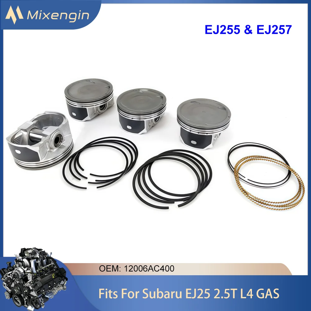 Детали двигателя Комплект поршней и колец для Subaru Fit 2.5T GAS DOHC EJ255 EJ257 WRX STI Baja Forester Impreza Legacy Outback 12006AC400 Детали двигателя Комплект поршней и колец для Subaru Fit 2.5T GAS DOHC EJ255 EJ257 WRX STI Baja Forester Impreza Legacy Outback 12006AC400