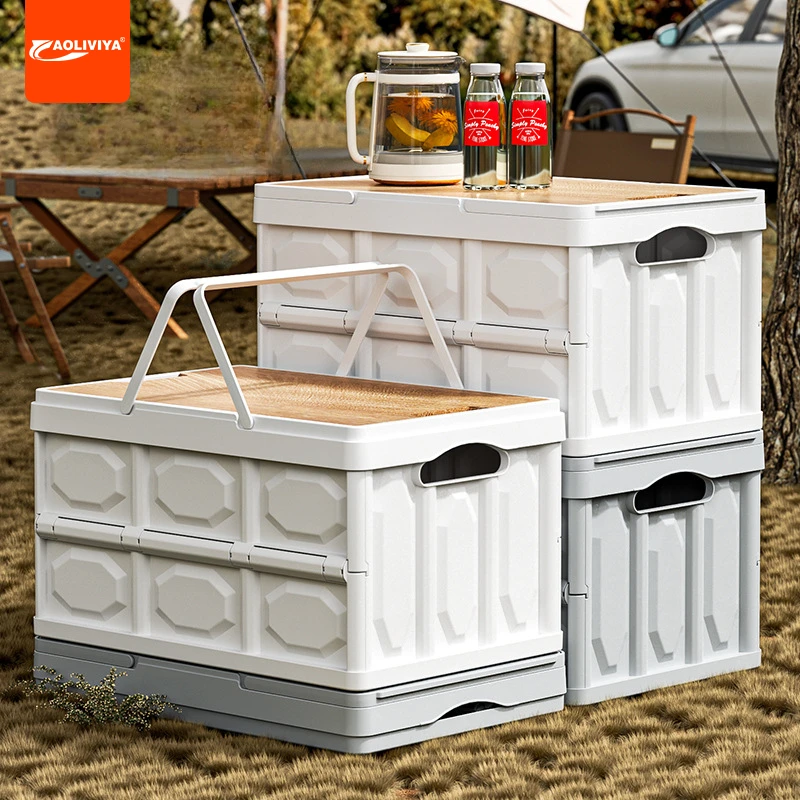 AOLIVIYA Outdoor Camping Storage Box with Lid Trunk Car Multi-function Large-capacity Storage Box Portable Stall Finishing Box