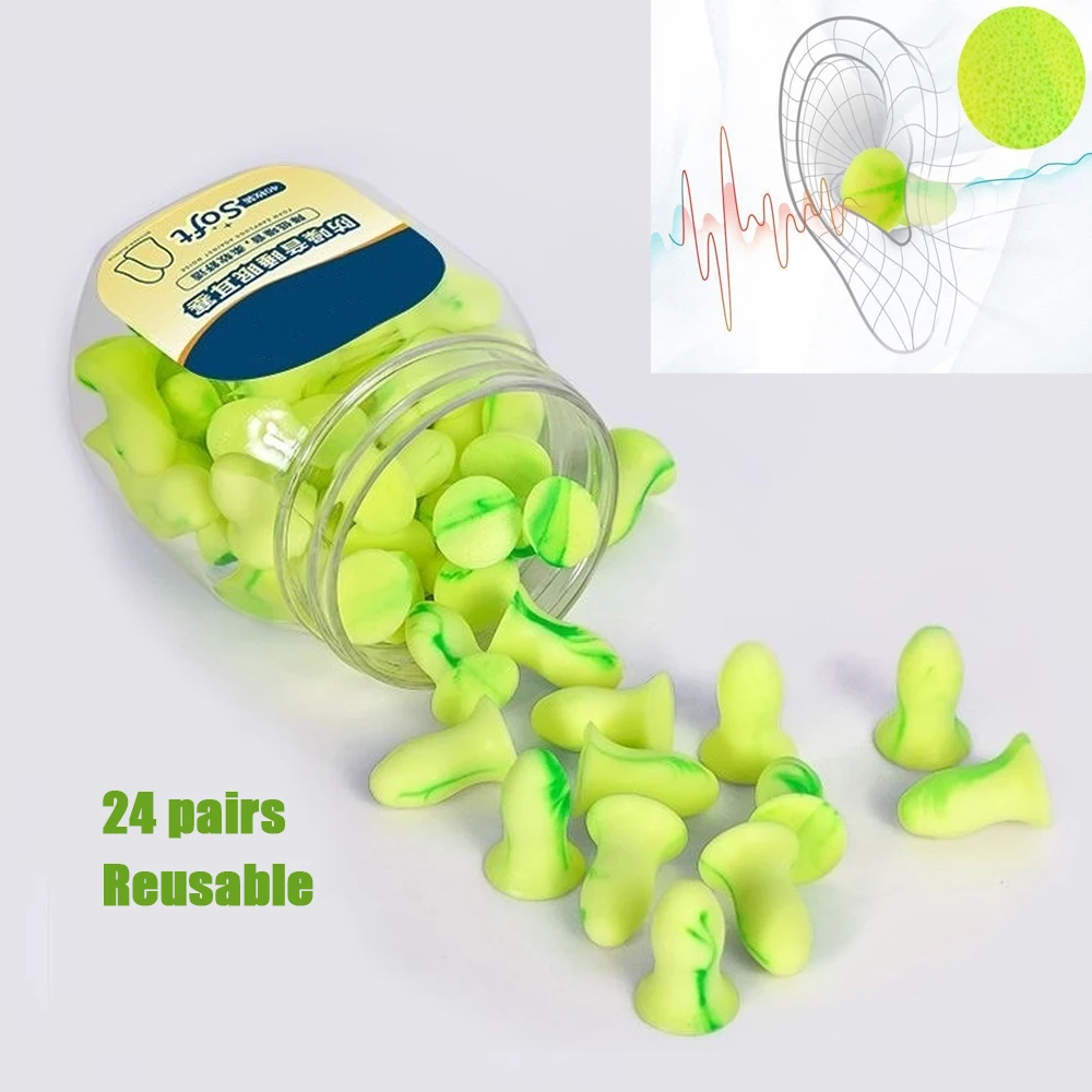 High quality Ear plugs Sleep Noise Reduction Reusable EarPlug Anti noise Earplug for Sleep Soundproofing12pairs/bottle PVC FREE