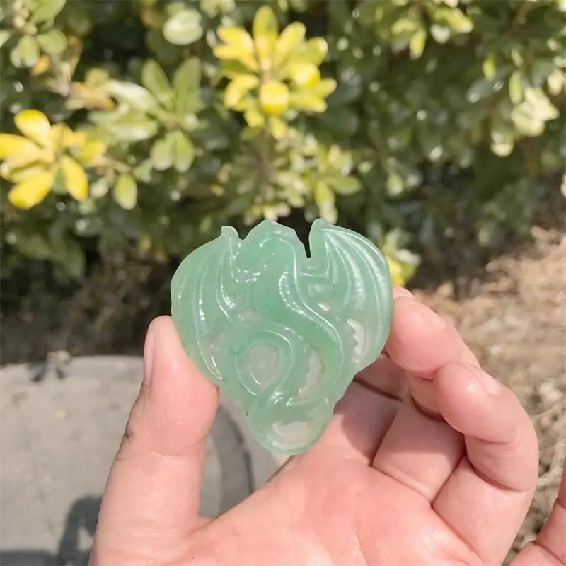 تنين أفنتورين أخضر طبيعي ، نحت مصقول ، هدية كريستال شفاء ، ديكور المنزل فنغ شوي ، 2 *