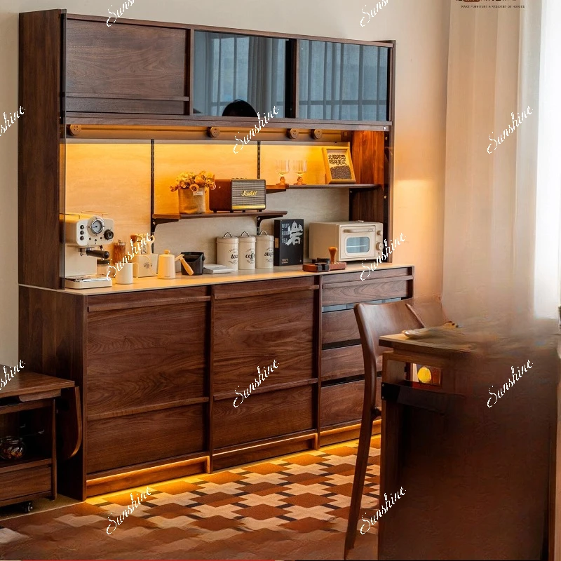 Nordic solid wood dining side cabinet, wall locker, living room storage cabinet