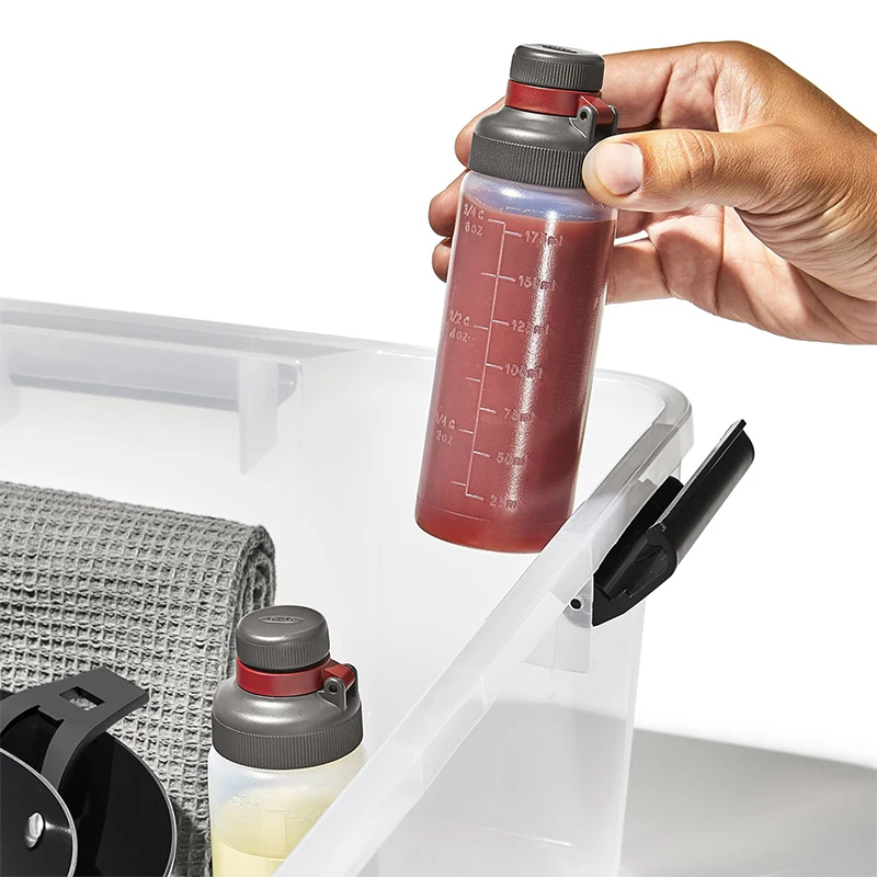 Botella exprimible a prueba de fugas de 3/6 oz con escala, set de botellas portátiles para salsa de cocina, aceite y condimentos picantes, ideal para pícnic al aire libre.