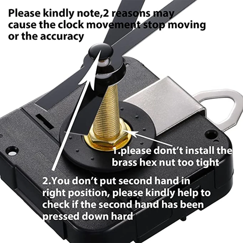 2Set 31MM Long Shaft Quartz Clock Movement Mechanism DIY Clock Mechanism Repair Kit Mechanism Replacement Parts (Black)