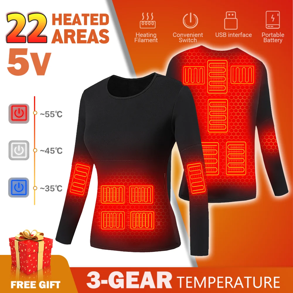 Winter Heated Underwear Motorcycle Jacket Men Women USB Electric Heating Underwear Fleece Thermal Long Johns Heating Clothing