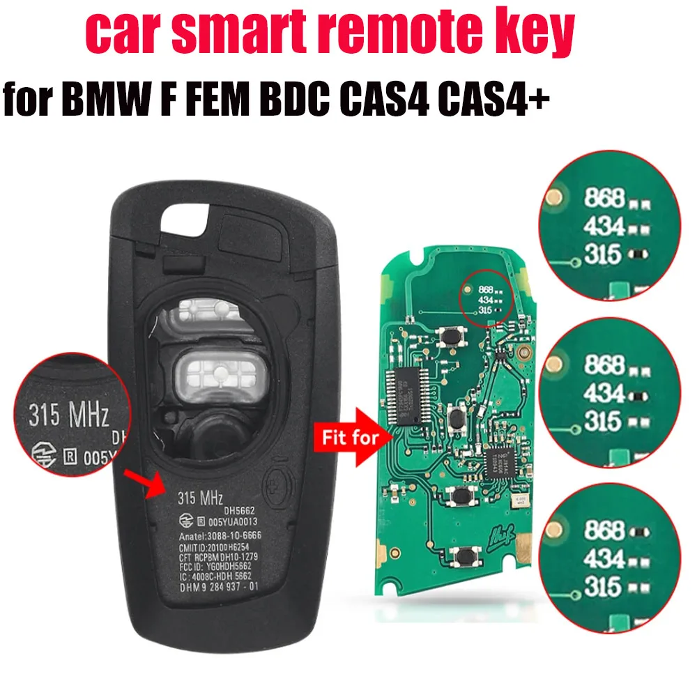 

Ключ дистанционного управления для BMW F3, F5, F7, X5, X6, F20, F22, F30, CAS4, CAS4+, FEM, BDC, 315, 434, 868 МГц, ID49, PCF7945P, бесключевой доступ