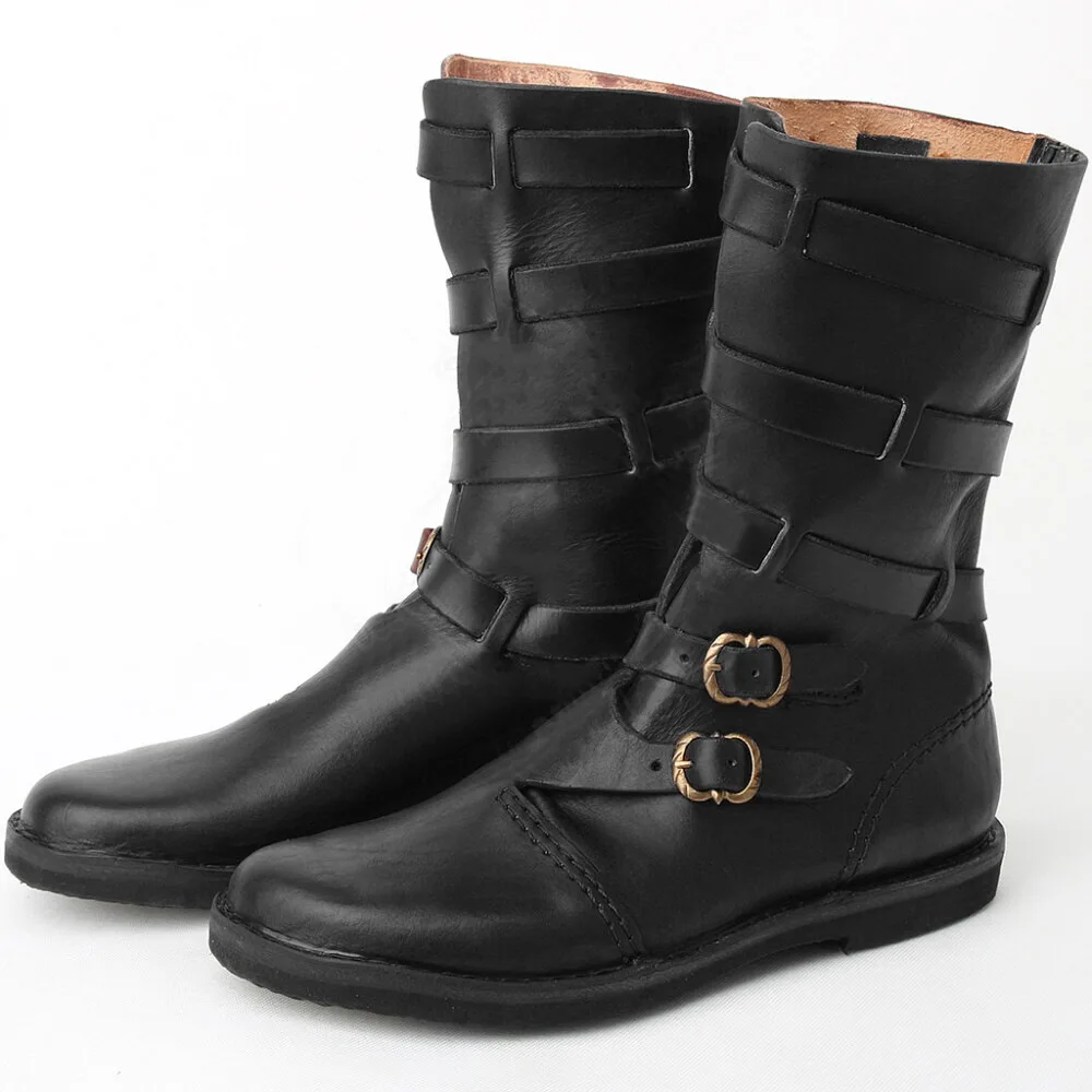 Mittelalterliche Piraten- und Ritterstiefel für Cosplay, Neue Europäische und Amerikanische Renaissance-Römerschuhe, Rollenspiel-Stiefel mit Runder Spitze und Niedrigem Absatz – Detail 11