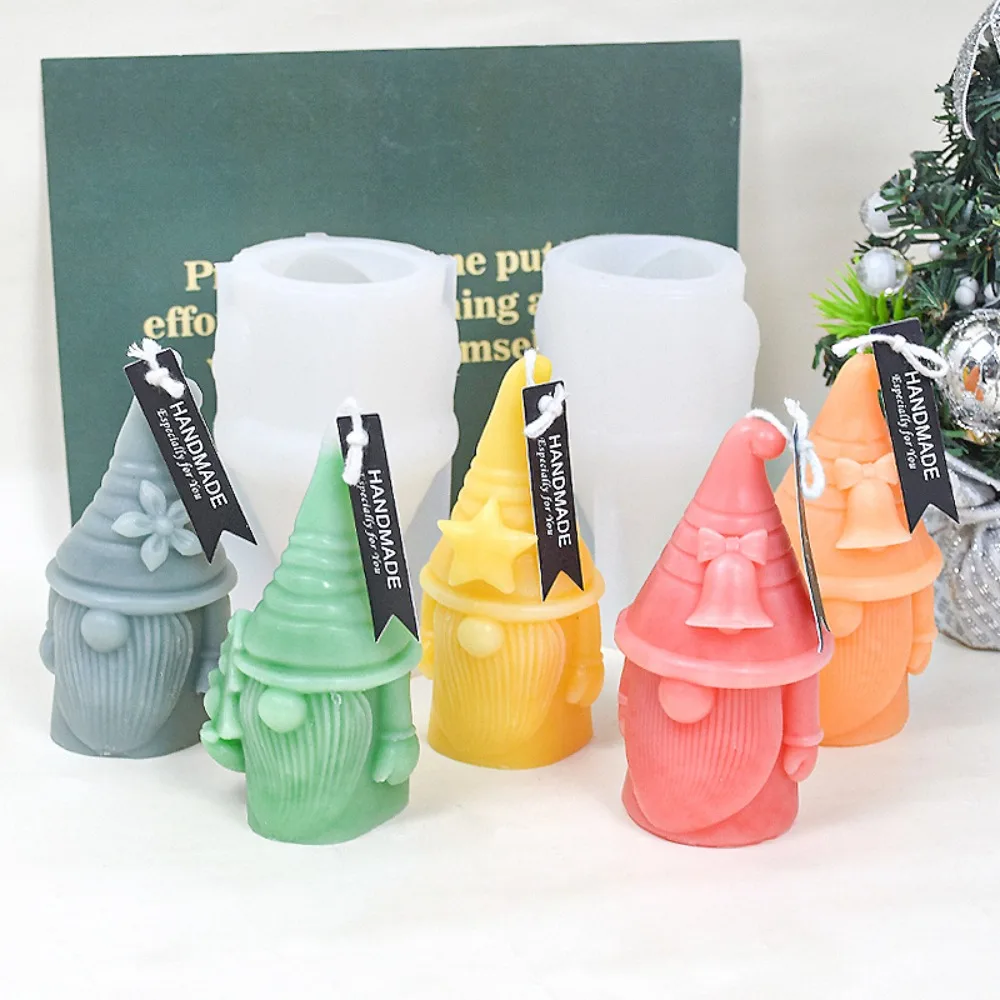 Bearded Standing Star Hat Santa Candle Silicone Mold Flower Hold Christmas Tree Dwarf Plaster Resin Mould DIY Festival Chocolate