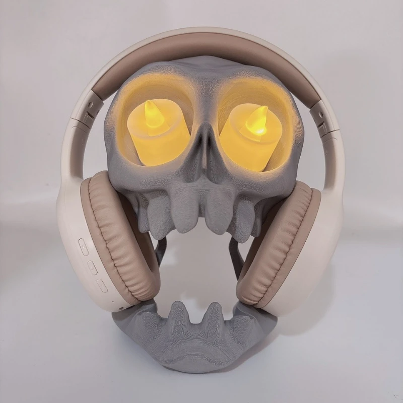 3D Printed Gaming Headset Stand, Skull-Shaped Gaming Desk Organizer, Compatible with Ps5/Ps4 Game Controller Stand, Made of Plastic, Ideal Desktop Organizer for Gamers and Tech Enthusiasts, Controller and Headset Stand, Space-Saving, Portable, Suitable for Living Room, Dormitory, Game Room, Tv Stand, Best Gift for Son, Boyfriend, Husband