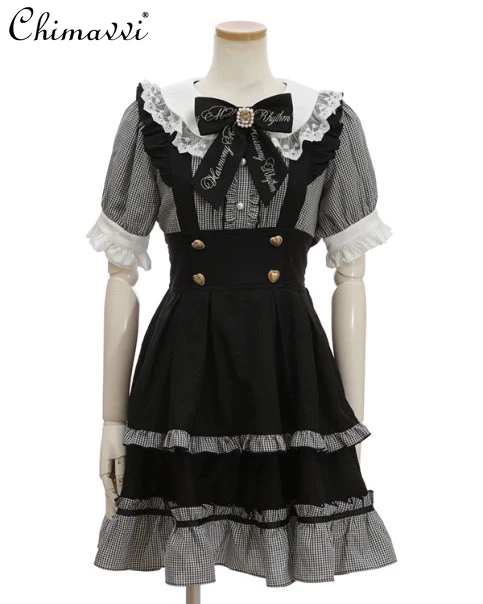 Japanese Style Mine Series Mass-Produced Classic Maid Mini Dress New Summer Sweet Girl Lady Cosplay Subculture Lolita Dresses