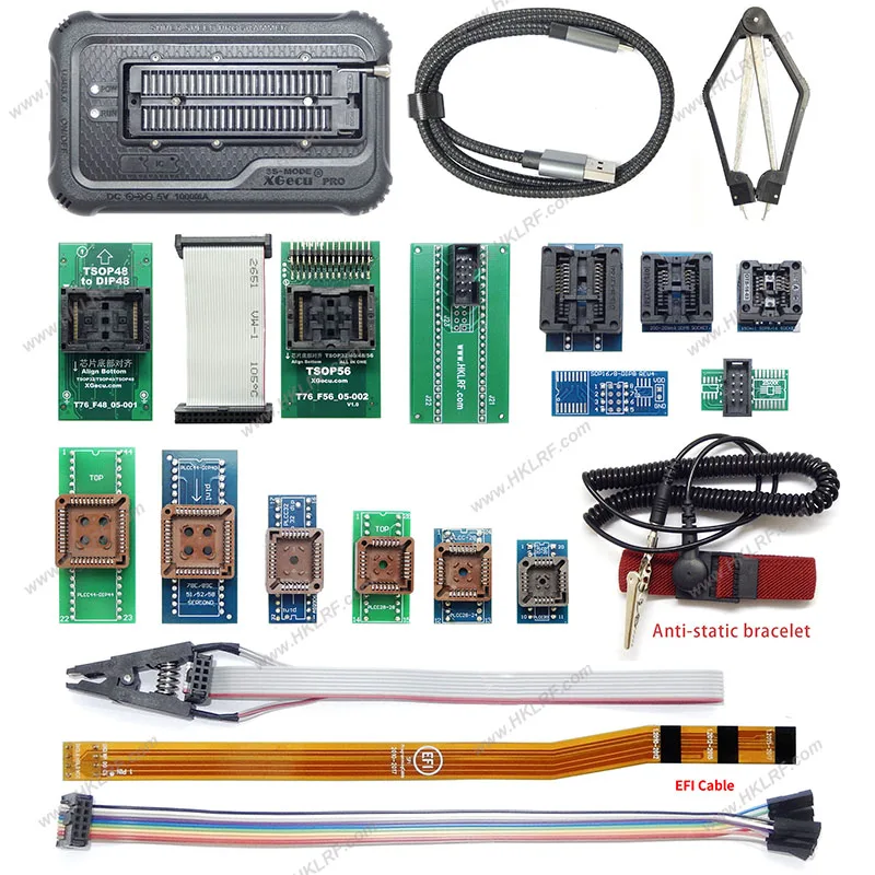In stock XGecu T76 Universal Programmer +14 Adapters SOP8 PLCC20 & SPI SAM EFI Ribbon Cable ROM Debug Connector Tool