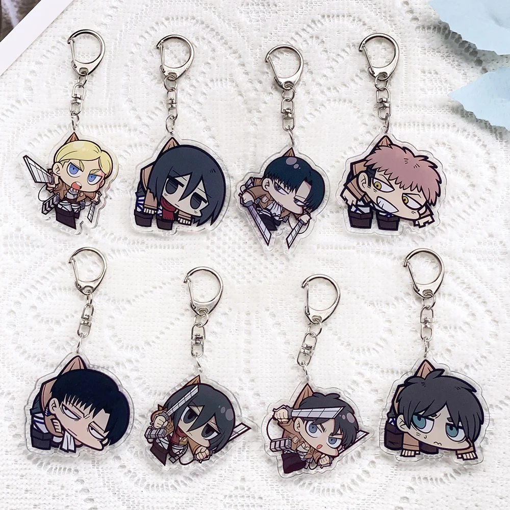 1/13PCS Anime Characters Attack on Titan Acrylic Keychain Accessories Keyrings Friends Gifts Funny​ Bag Charms Backpack Pendant