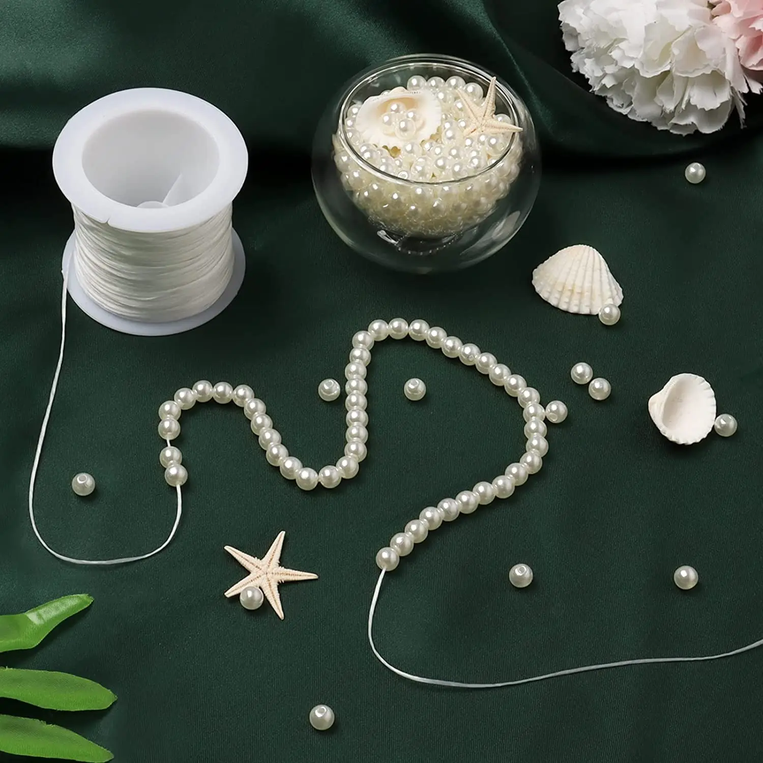 10–1000 Stück Imitationsperlen mit Loch, 3–16 mm, rund, lose Distanzperlen, Basteln, Acrylperlen für DIY-Armbänder, Schmuckherstellung – Detail 2