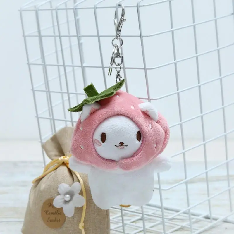 Plush Keychain For Backpacks Children's Toy Dolls Gift Plush Pendant Keychain Backpack Decoration doll With Strawberry Hat