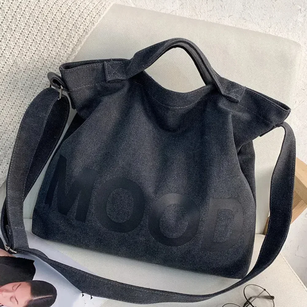 

Durable Large Capacity Women Canvas Bag Letter Korean Crossbody Bag Handbags Retro Men's Shoulder Bag Youth