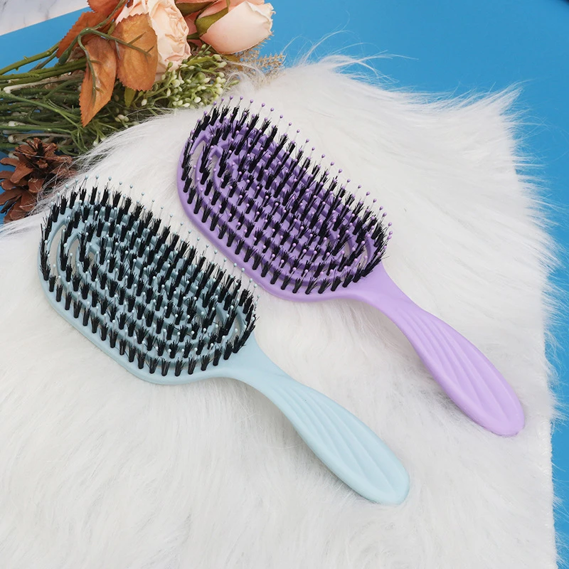 Hair Brush Boar Bristle Massage Comb Anti-static Hair Scalp Styling Detangling Hollow Out Nylon Teeth Comb Air Bag Comb