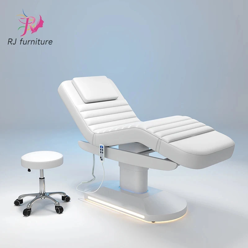 Luxury White PU Leather Spa 3 Motor Beauty Massage Bed Modern Adjustable Curved Eyelash Salon Bed beauty salons
