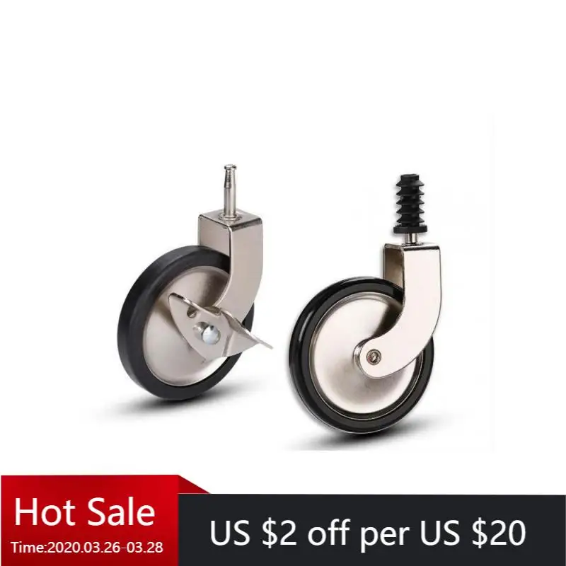

(4 Packs) 3-Inch Lead Screw Nickel Plated Universal Brake Dining Wheel PP Caster Silent Trolley Wheels for Furniture