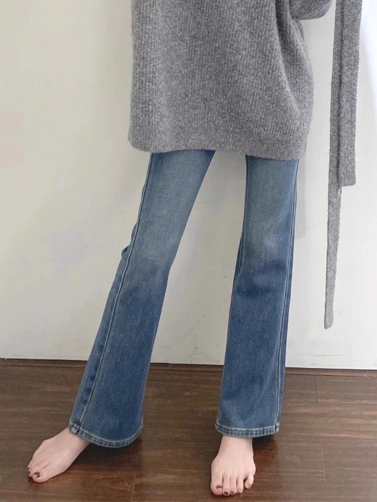 

Новые весенние корейские джинсы прямого кроя для женщин: синие, с высокой талией, эффект стройности, модные, для повседневной носки