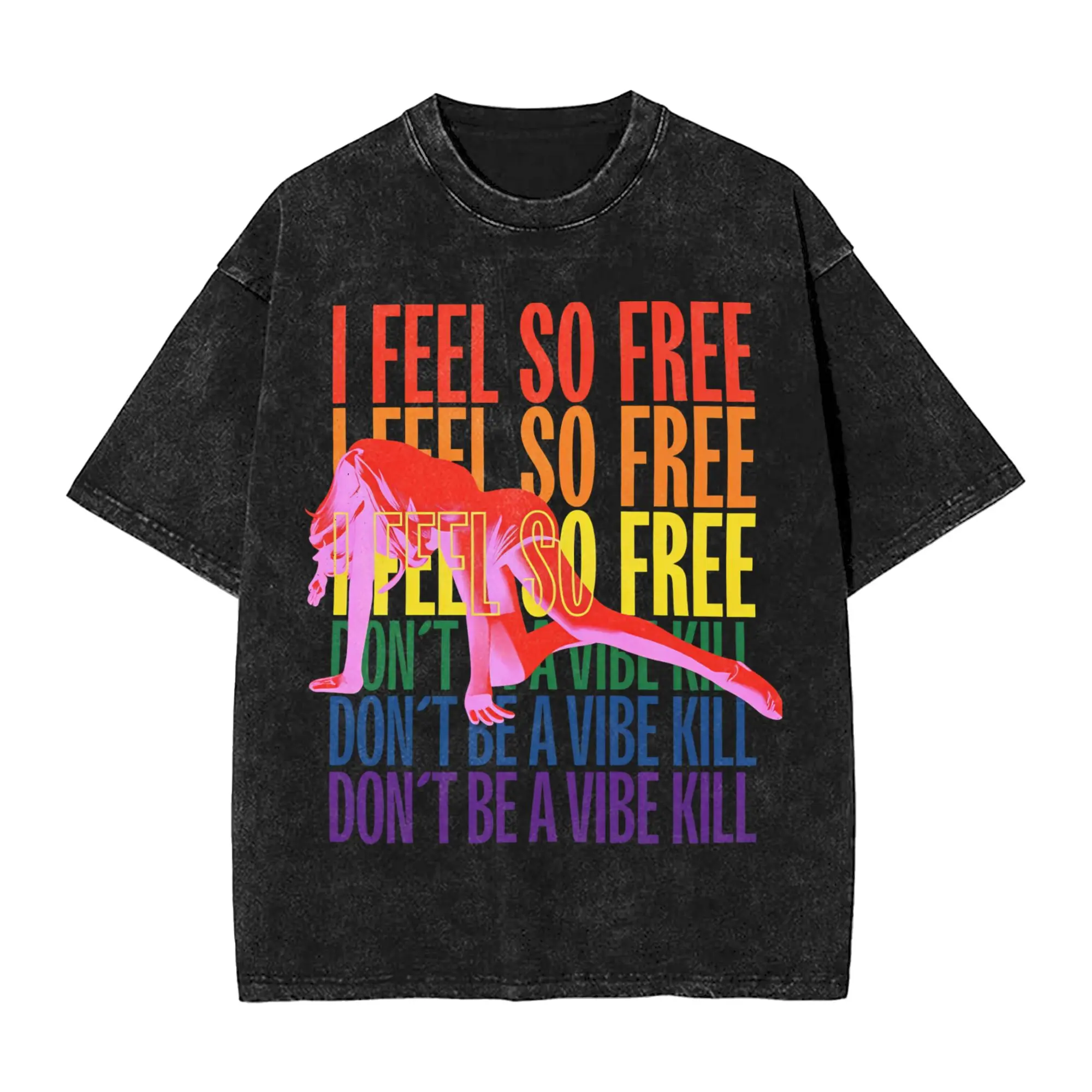I Feel So Free M-Madonna Confessions II T Shirts Washed 100% Cotton Harajuku T-Shirts  Casual Men Women Streetwear Summer Tees