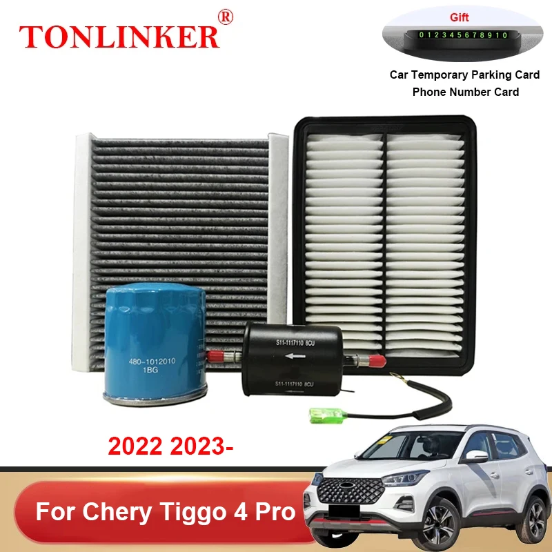 TONLINKER Car Cabin Air Filter Oil Filter Fuel Filter For Chery Tiggo 4 Pro 2022 2023 SUV 1.5MT 1.5CVT Car Accessories Goods