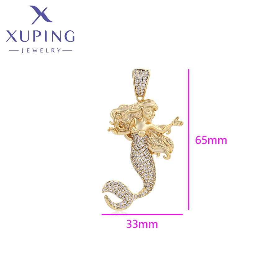 Xuping Jewelry Fish Pendant Beauty Charm Pendant Necklace of Light Gold Color for Wome Ladies Party Gift X000844658
