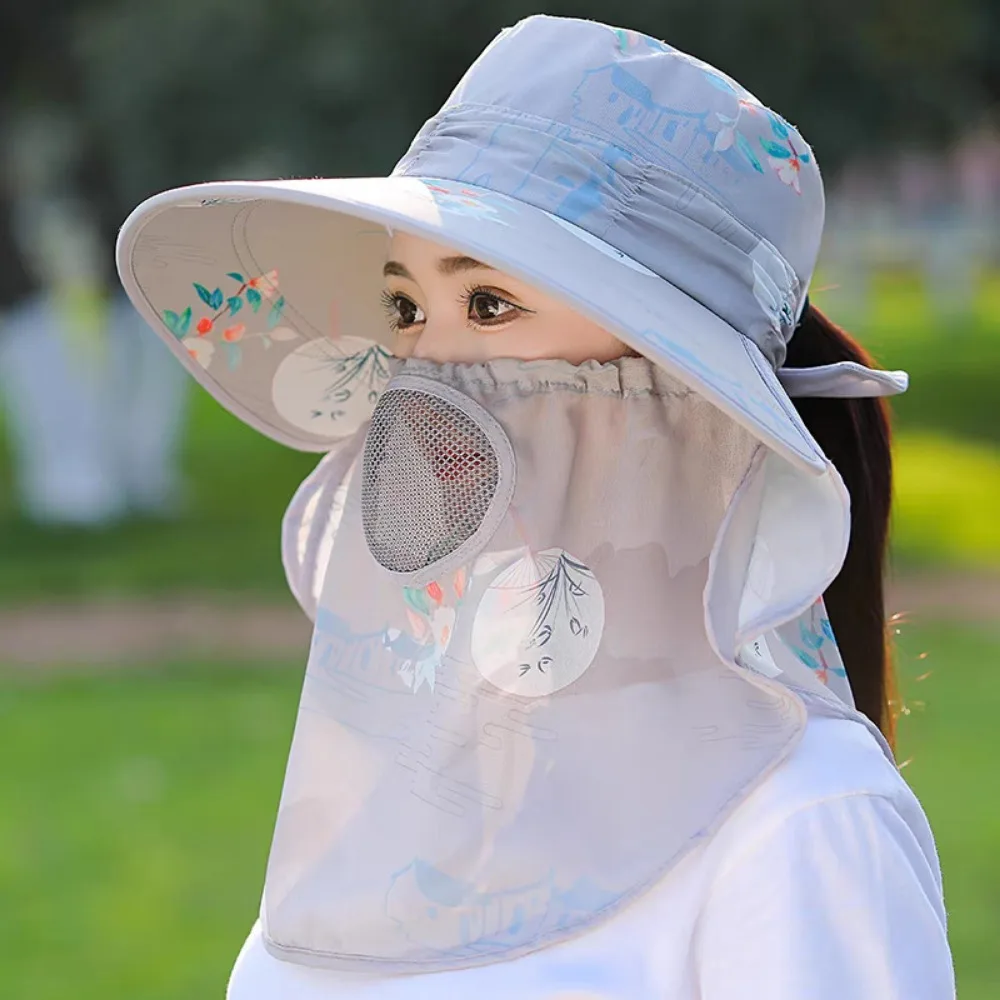 

Detachable Face Cover Sun Hat Neck Flap UV Protection Fishing Hat Breathable Waterproof Outdoor Working Cap Outdoor Working