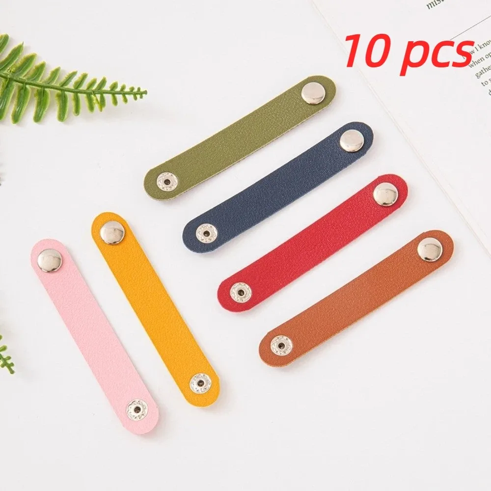 10Pcs Desktop Storage Cable Tie PU Leather Tangle-Free Cable Management Cord Organizer Cable Protector Cable Management