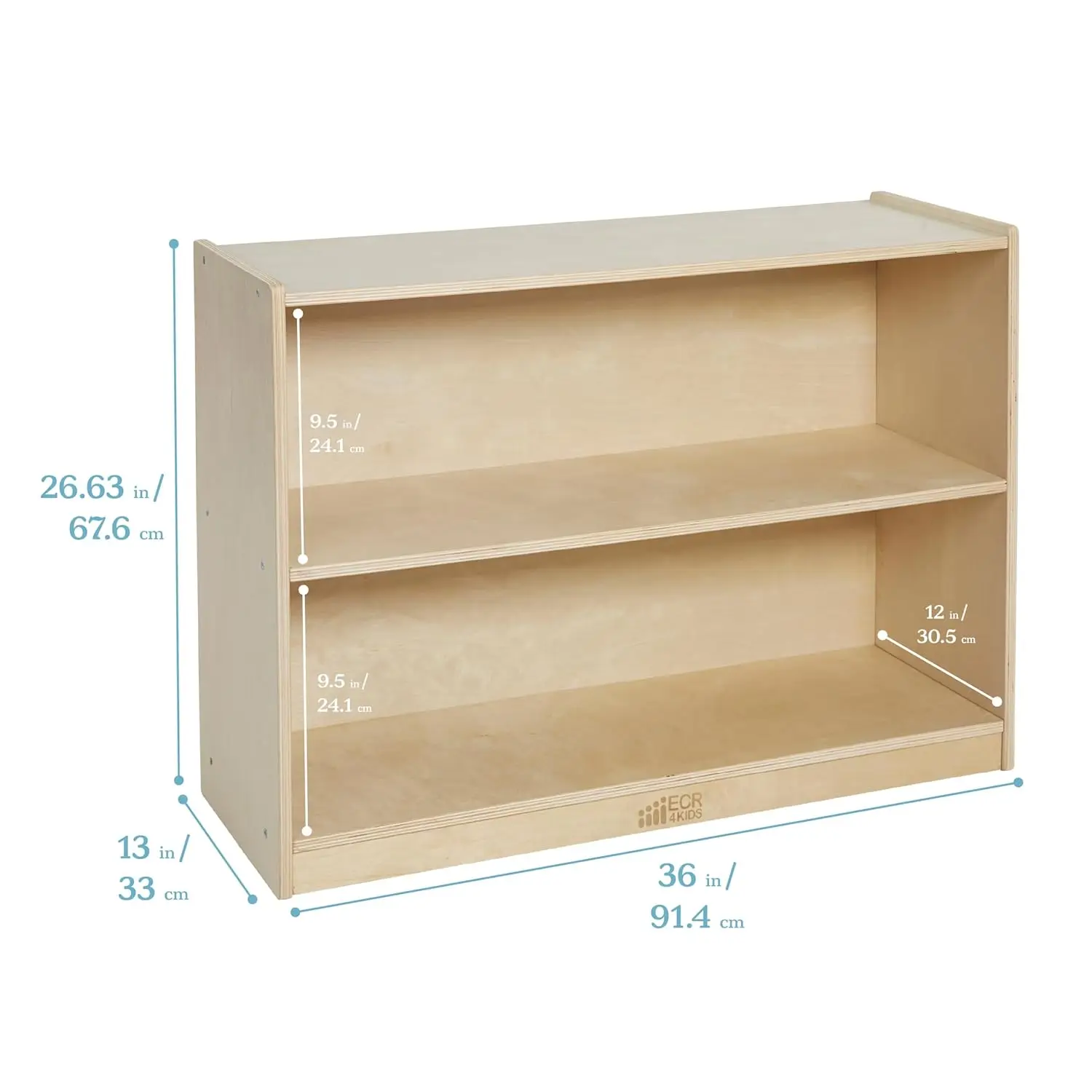 2-Shelf Mobile Storage Cabinet, Classroom Furniture, Natural