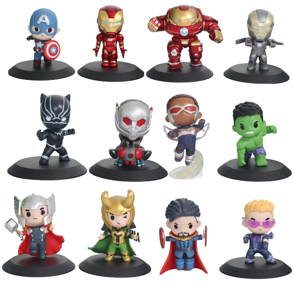 

6pcs/set Blind box Marvel Avengers Black Panther Thanos Ironman Spiderman Captain American Hulk Figure Model Toys