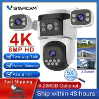 Vstarcam Three Lens PTZ IP Camera Outdoor 4K 8MP Three Screen WiFi Security Camera Auto Tracking 4K Dual Len Wirelss CCTV Camera