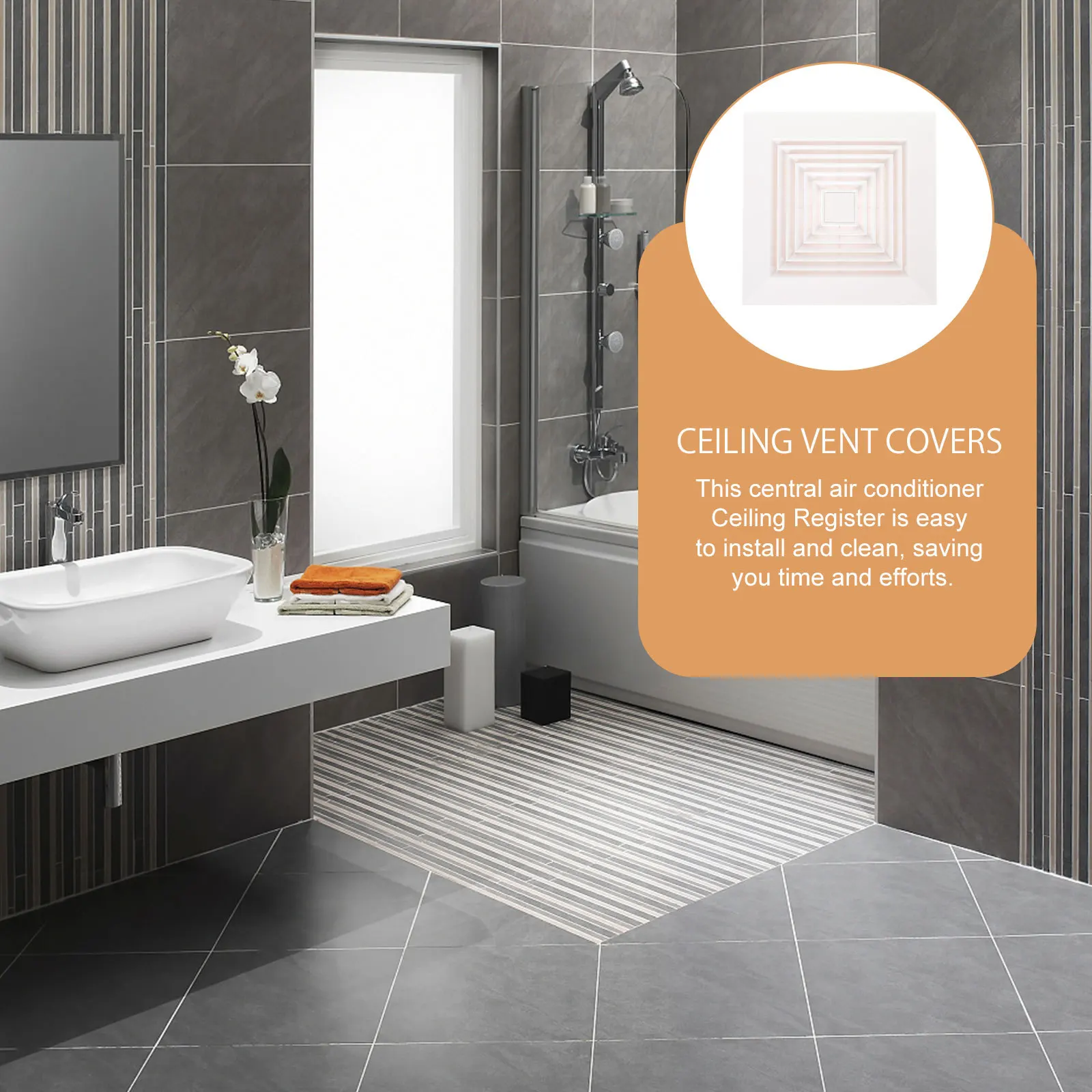 

Square Ceiling Register Grille Durable Plastic Air Vent Cover Easy Installation Good Ventilation Home Bathroom Extractor Fan